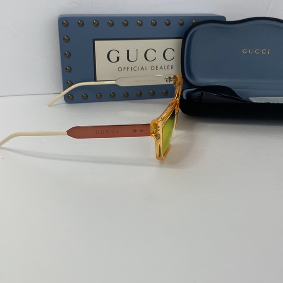New  - Gucci - GG0975S Orange Crystal/Orange Rectangular unisex Sunglasses … - Picture 9 of 16